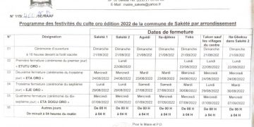 Bénin : Sakété annonce le démarrage du culte Oro