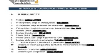 Bénin : Bureau de la 7ème mandature de l’UPMB