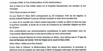 Bénin : Le jeûne musulman démarre jeudi 23 Mars