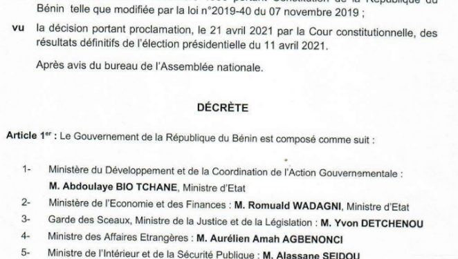 Bénin : Talon offre un nouveau gouvernement au peuple