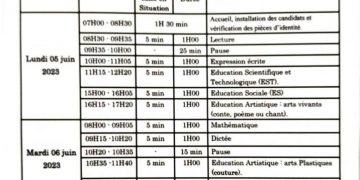 Bénin : Calendrier du déroulement du CEP 2023