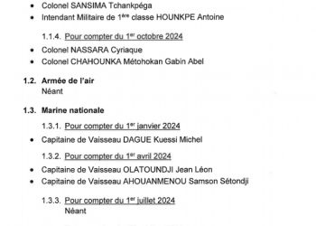 Bénin : Plusieurs officiers promus à des grades supérieurs