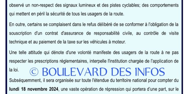 Bénin : La police démarre un contrôle national dès lundi