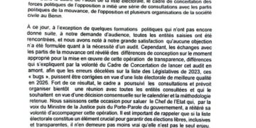 Bénin : Le cadre de concertation de l’opposition fait un bilan
