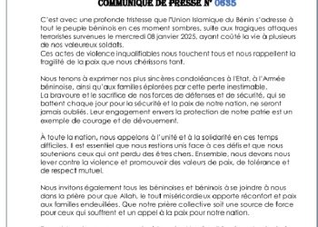 Bénin : L’union islamique exprime ses condoléances à l’armée et à la nation