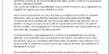 Bénin : L’union islamique exprime ses condoléances à l’armée et à la nation