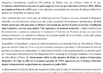 Bénin : 1 milliard de dollars levés en une journée sur le marché financier