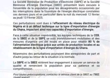 Bénin : Les raisons de la coupure du courant dévoilées