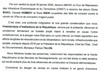 Bénin : Les présidents d’institutions condamnent la tentative de coup d’état