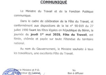 Bénin : Jeudi déclaré férié, chômé et payé