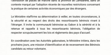 Bénin : Le gouvernement reste engagé aux côtés des compatriotes vivants au Gabon