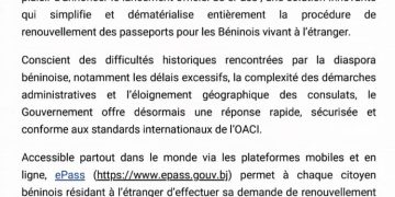 Bénin : Le renouvellement du Passeport désormais possible en un clic pour la diaspora