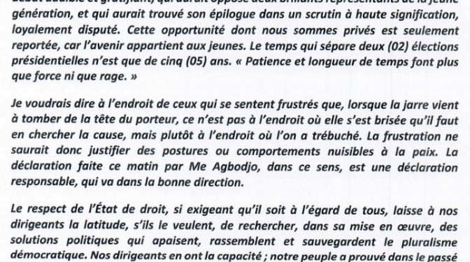 Bénin : Adrien Houngbédji dans le Rang !