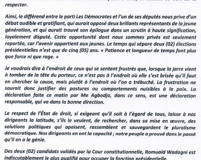 Bénin : Adrien Houngbédji dans le Rang !