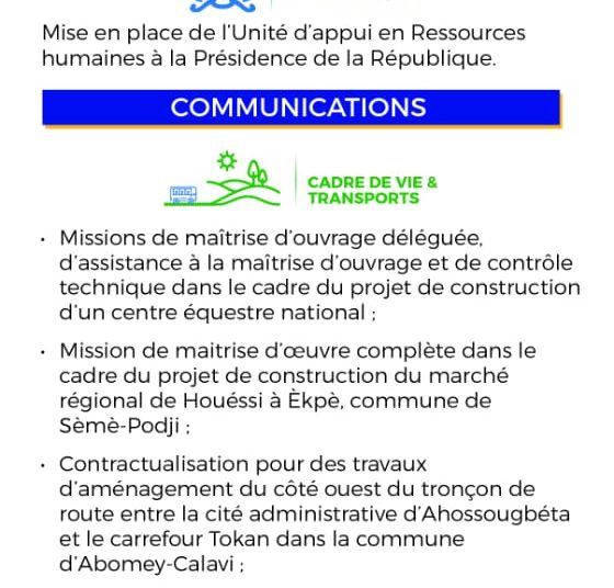 Bénin : Les grandes lignes du Conseil des Ministres du Mercredi 4 Février 2026