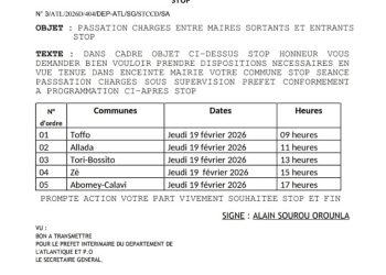Bénin : Des maires de l’Atlantique prennent services jeudi [Programme]