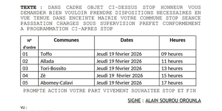 Bénin : Des maires de l’Atlantique prennent services jeudi [Programme]