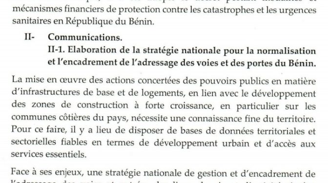 Bénin : Compte rendu du Conseil des Ministres du 22 avril 2026