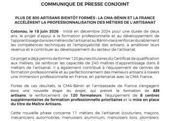 Bénin-France : Un nouveau souffle pour l’artisanat avec 825 artisans à former d’ici 2027