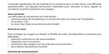Bénin/Abomey-Calavi : Le ministère des transports propose des itinéraires de déviation suite aux inondations