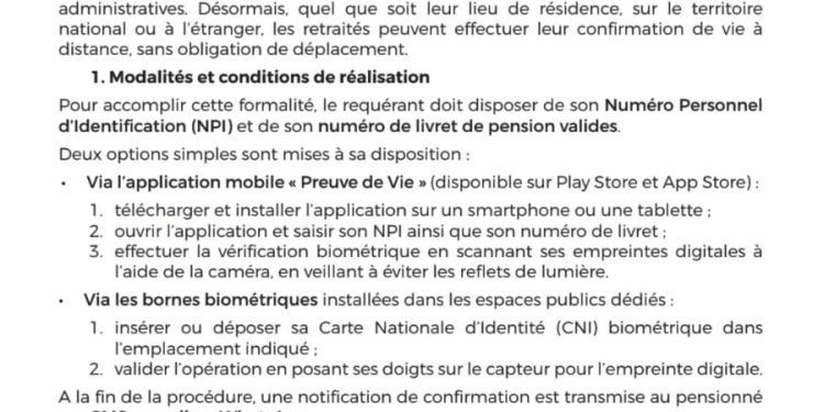 Bénin : Le gouvernement lance l’application «Preuve de vie» pour les retraités pensionnés du FNRB